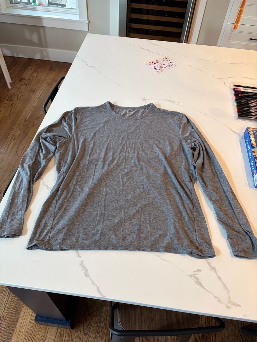 Zella Men's Long Sleeve Crewneck Shirt in Heather Gray - Size XL